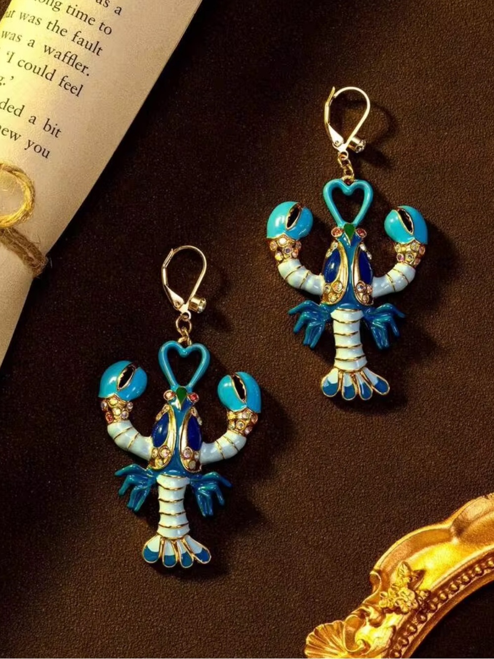 New! Coastal Turquoise Lobster Drop Earrings - Women Jewelry
